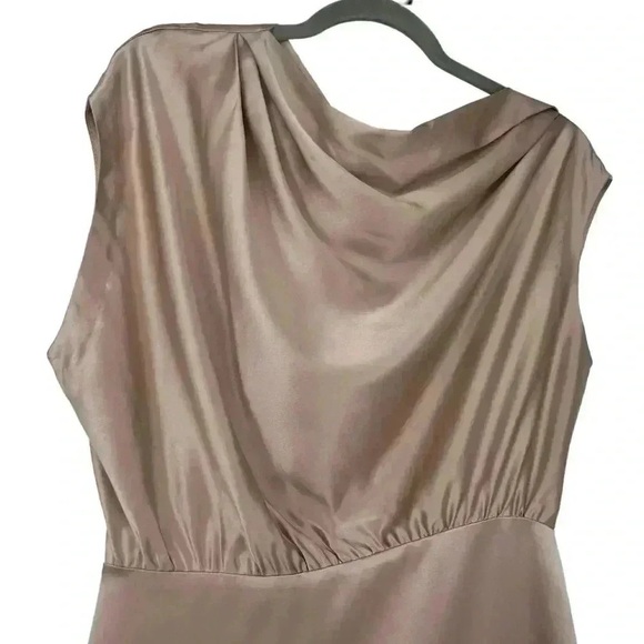 The Sei 100% Silk Draped One-Shoulder Mini Dress Champagne Pink Size 6 $747 - Picture 10 of 15